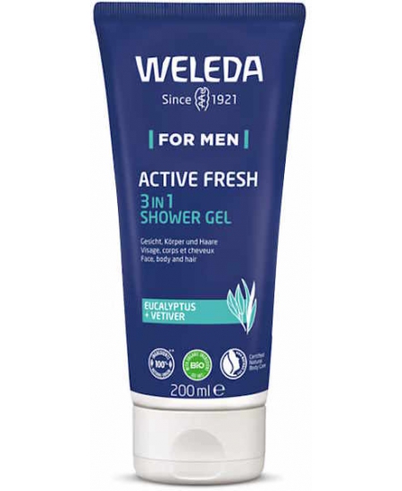 Weleda -gel douche 3 en 1 Active Fresh 200ml pour homme