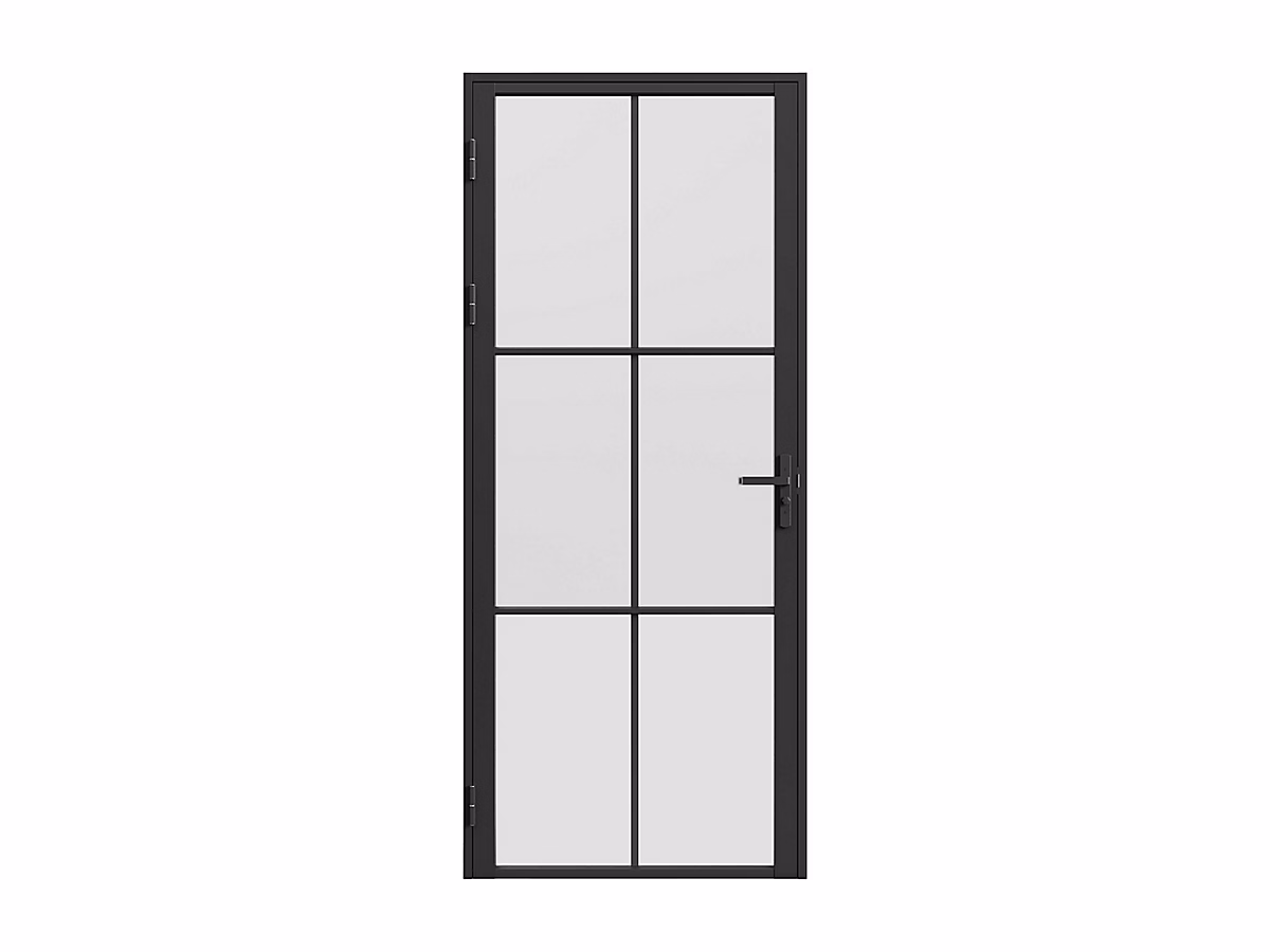 Bloc porte réversible en aluminium et verre dépoli – H204 x L83 cm, Noir, SEROTO