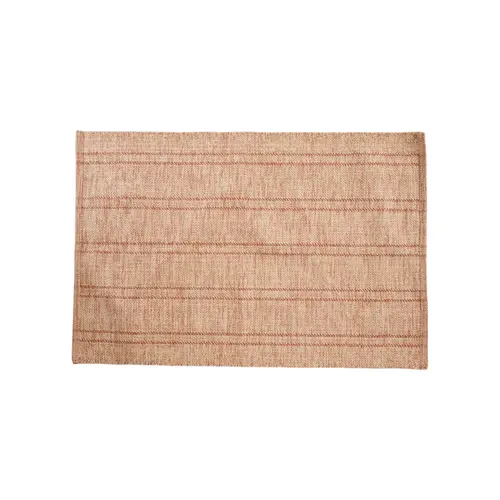 Tapis tissé beige et blanc en coton - 80 x 120 cm
