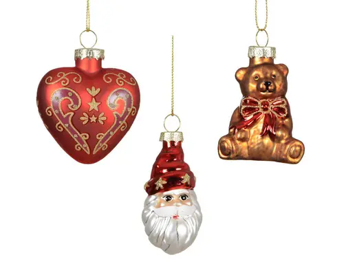 Figurine traditionnelle de Noël en verre à suspendre - 6,5 x 5,4 x 8,2 cm