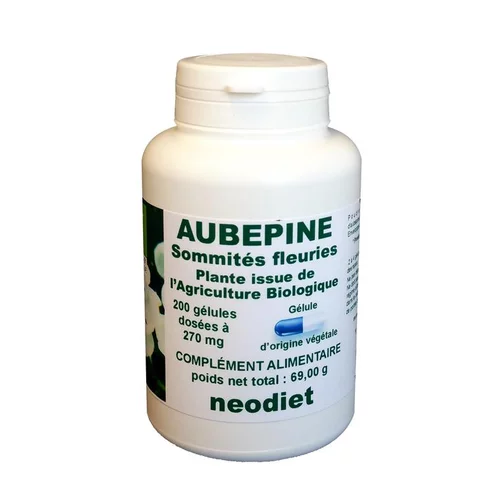 Gélules d’aubépine bio en boite de 200 unités