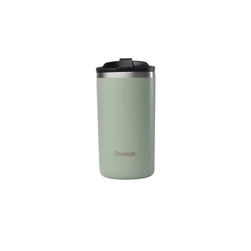 Mug isotherme en inox recyclé coloris vert tilleul Qwetch Matt Travel - 350 ml