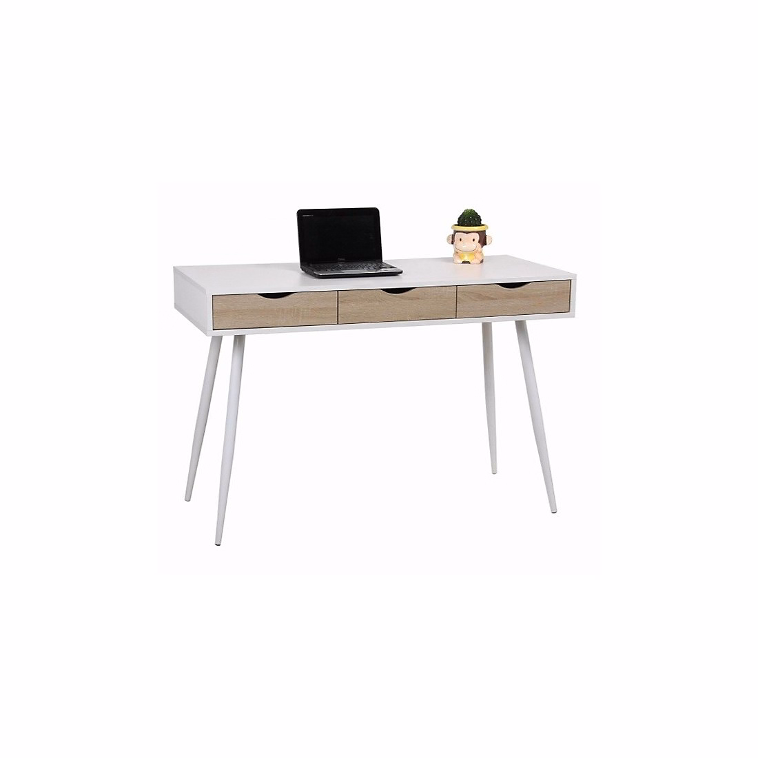 Aménagement bureau – Bureau FLORIDA 3 tiroirs Coloris blanc effet bois Style scandinave