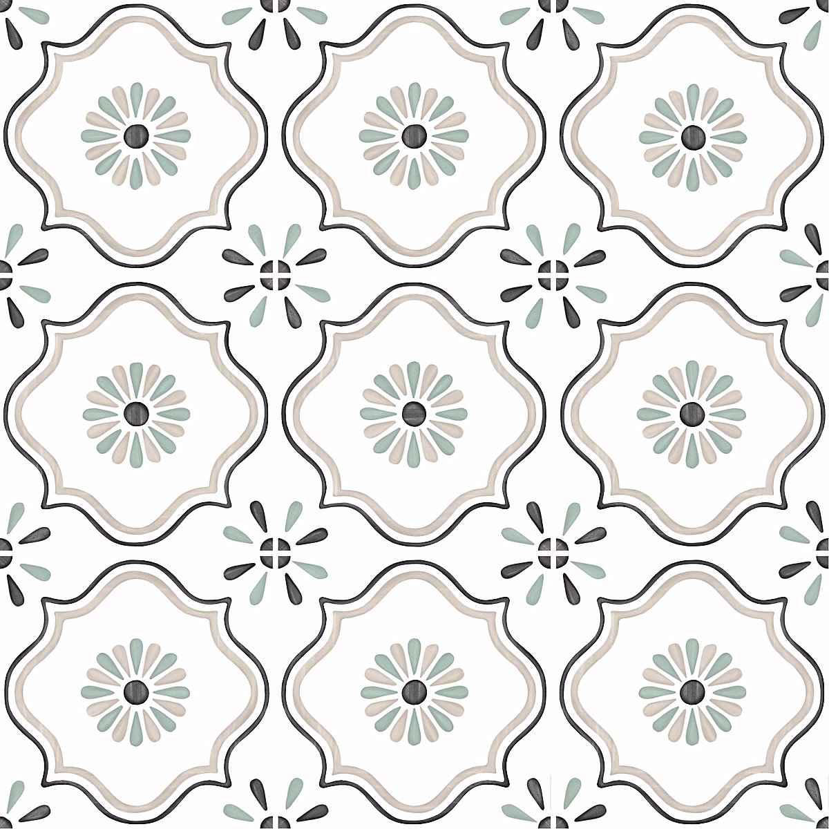 Carrelage effet Carreau ciment Sorinel Beige 12 – 3 × 12,3 × 0,87 cm Tanerio, Sol et mur intérieur (vendu par carton de 0,51 m²), RO'M
