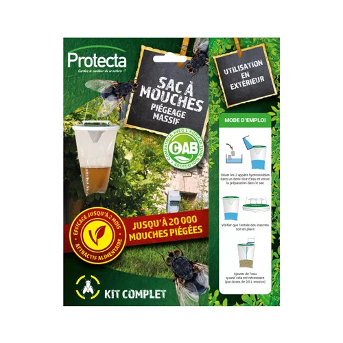 Kit de piégeage massif sac à mouches réutilisable avec appâts Protecta Muscado Fly - 2,5 L