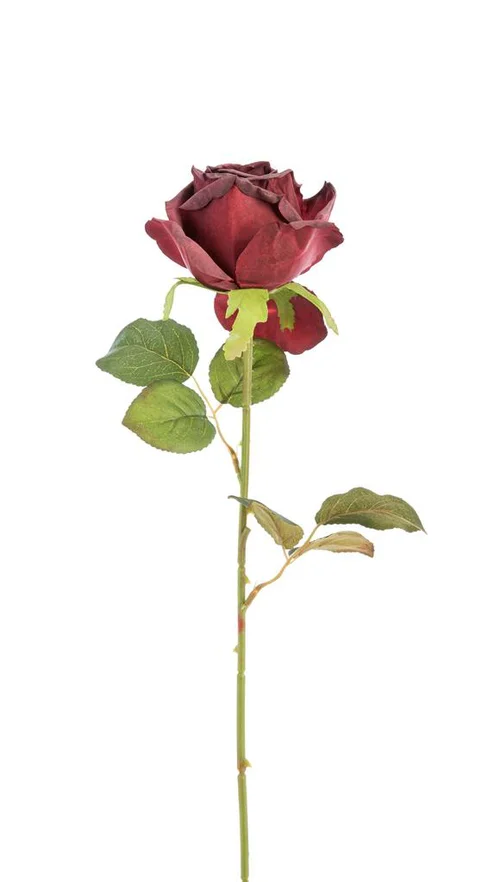 Fleur artificielle en papier tige de rose coloris rouge - H 44 cm