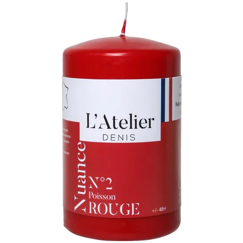 Bougie cylindrique taille S rouge L’Atelier de Denis - Ø 6,8 x H 11 cm