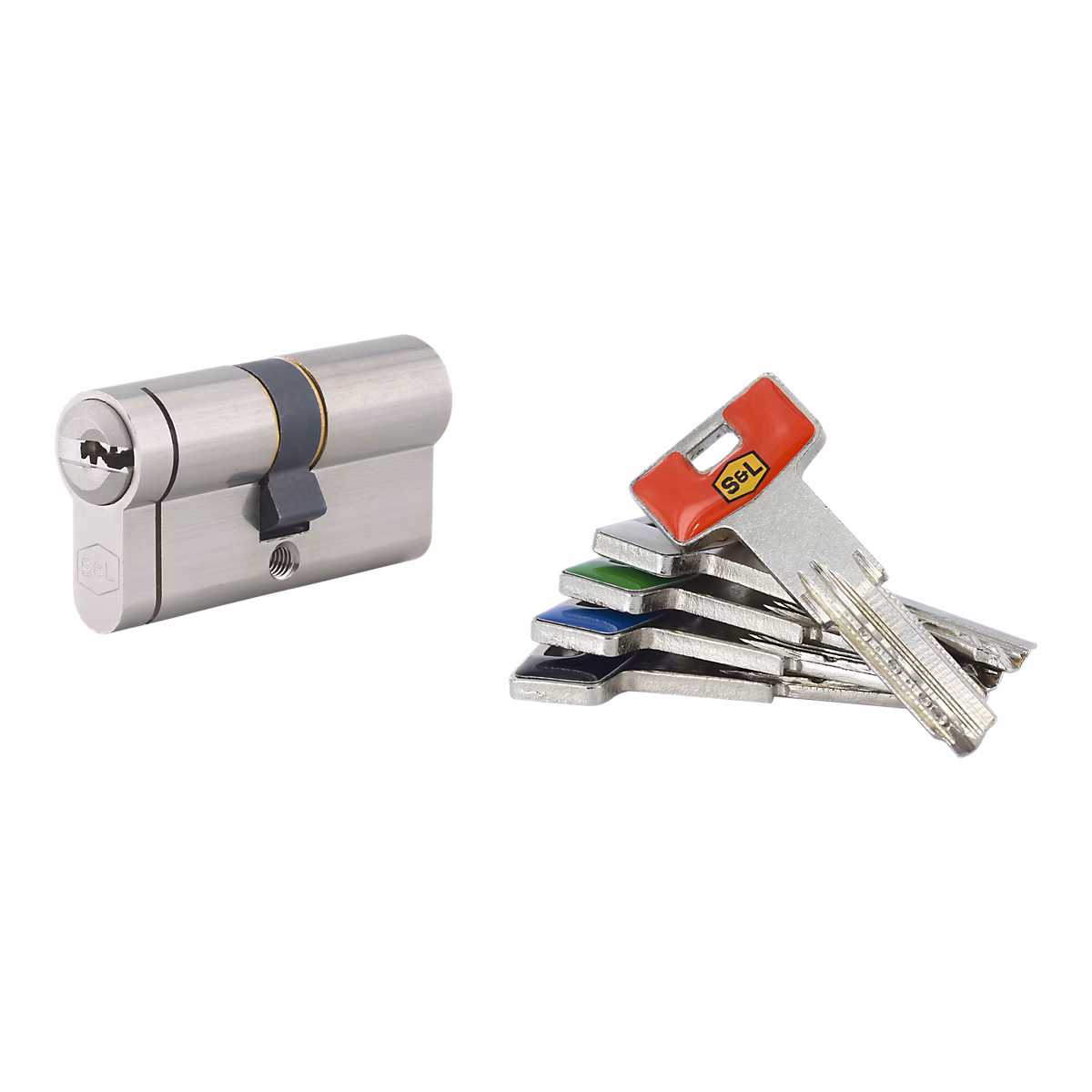 Double cylindre de serrure 30 × 30 mm nickel satiné Smith & Locke