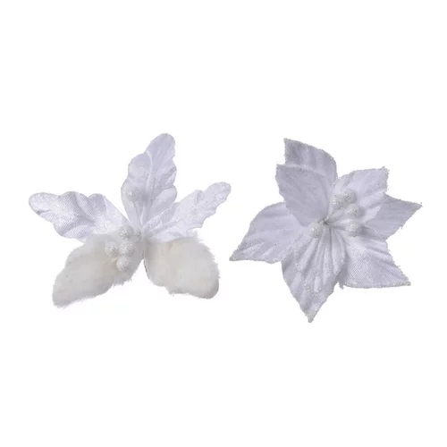 Poinsettia blanc sur clip - Ø 12 cm