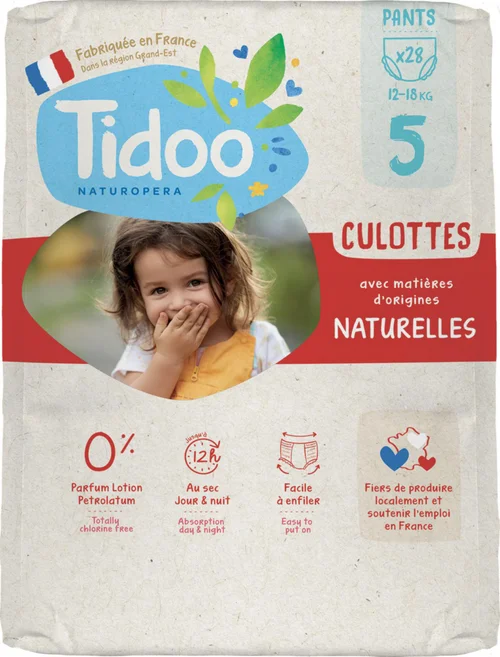 Culottes d’apprentissage écologiques en sachet T5 (12-18kg) Tidoo - 28 pièces