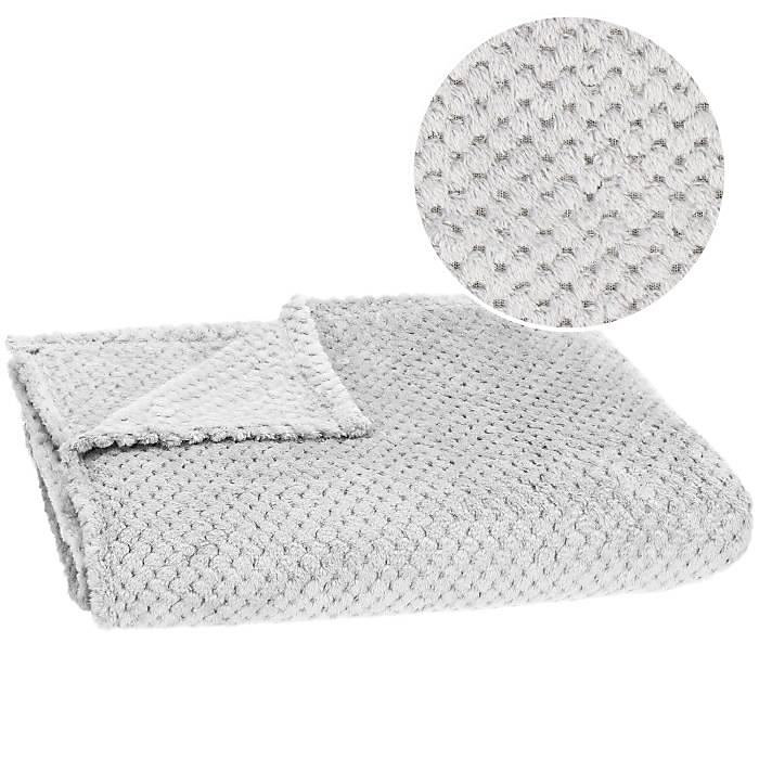 Couverture – SPRINGOS, 150 × 200 cm, Polyester 100%, Gris clair, Douce et chaude