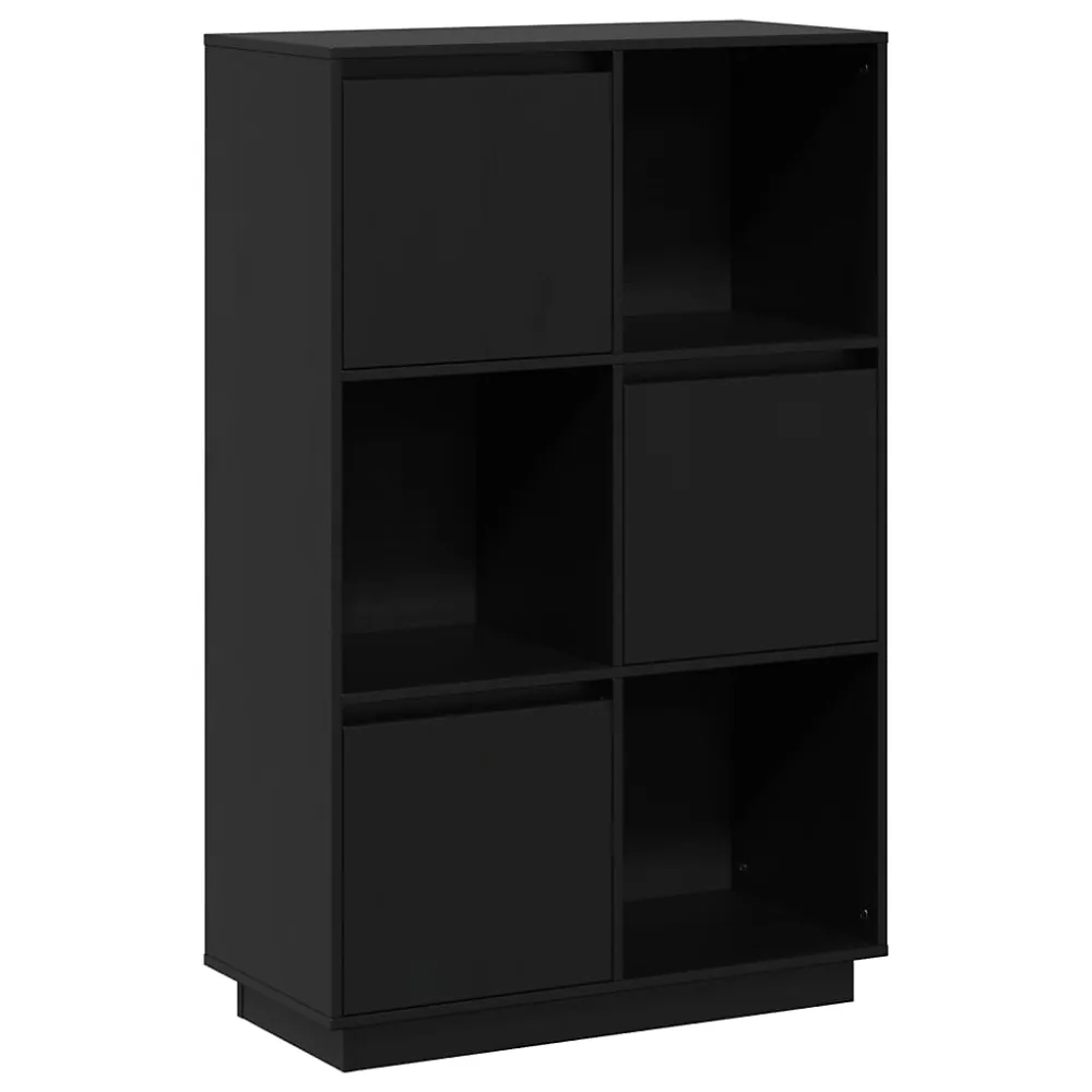 Buffet Noir 74 × 35 × 117 Cm Bois Massif De Pin