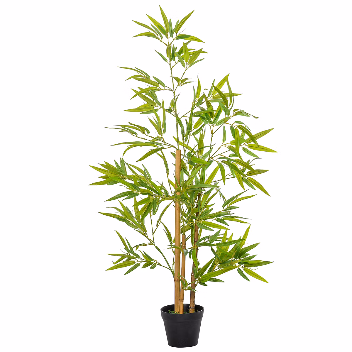 Bambous artificiels 1 – 20H m, lot de 2 bambous artificiels, 369 feuilles réalistes par bambou vrais troncs, pot inclus noir vert