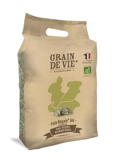Foin regain bio pour petits mammifères Grain de vie - 25 L