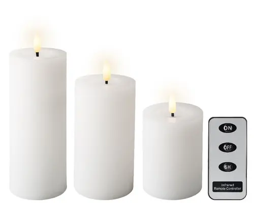 Coffret de 3 bougies blanches à LED fixe - les 3 pièces