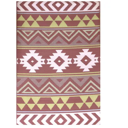 Tapis d'extérieur en polypropylène recyclé Terracotta Aztèques