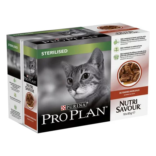 Patée pour chat stérilisé nutrisavour au bœuf Pro plan 10x85 g
