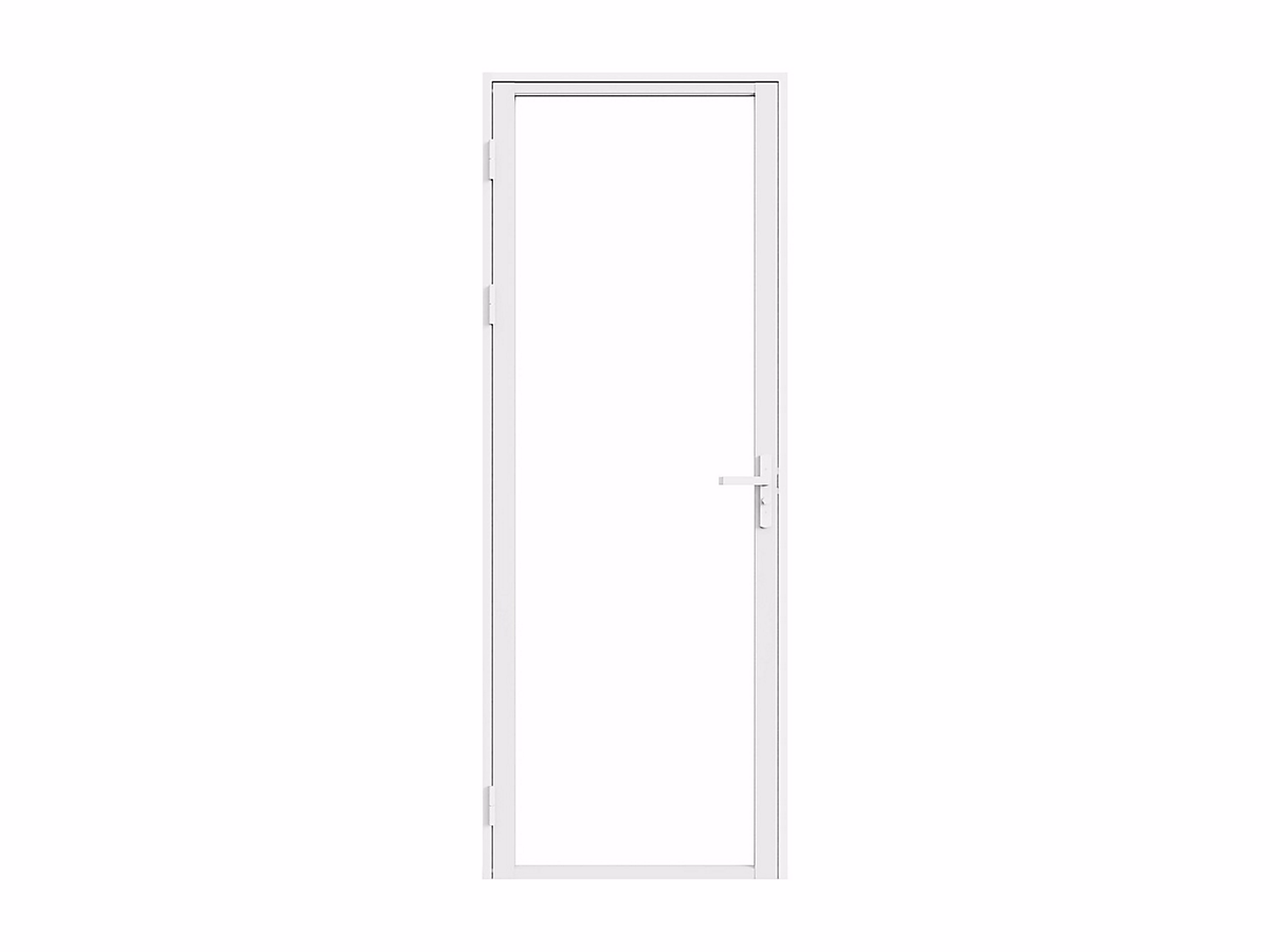 Bloc porte réversible en aluminium et verre trempé – H204 x L73 cm, Blanc, LOXTON