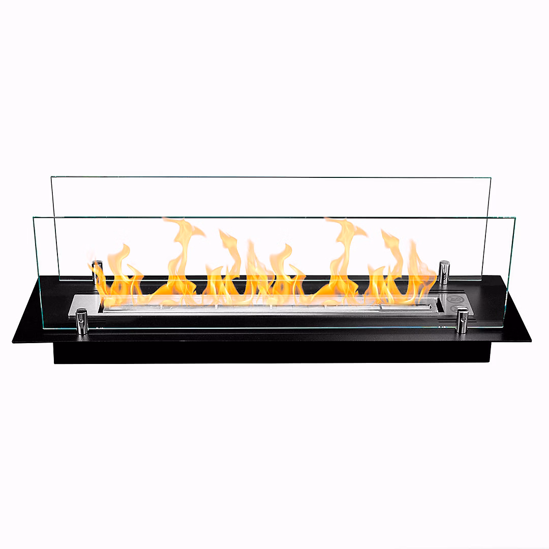 Chauffage d'appoint – Brûleur De Cheminée À Bioéthanol En Acier Avec Verre De 65 Cm