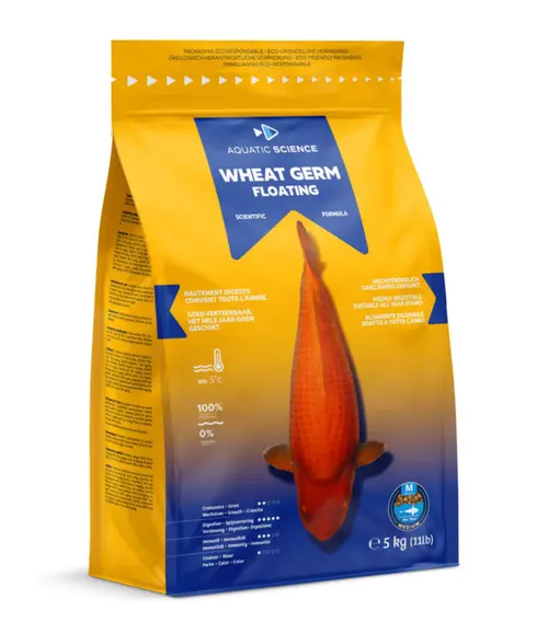 Nourriture complète pour koïs de minimum 15 cm de long Aquatic Science Wheat Germ Floating - Taille M sac de 5 kg