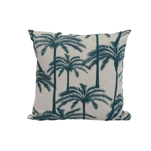 Coussin déco carré en polyester/coton bleu canard Zabeth - 40 x 40 x 15 cm