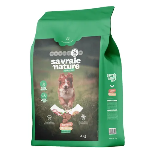 Croquettes chien adulte agneau et riz brun Sa Vraie Nature - 3 kg