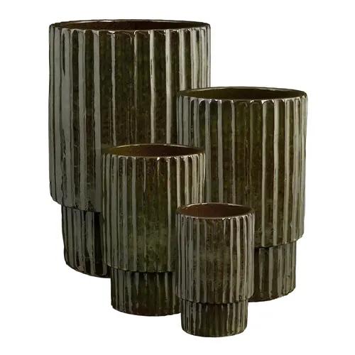 Pot haut Sorrento coloris vert en céramique - 54,5 x Ø 36 cm