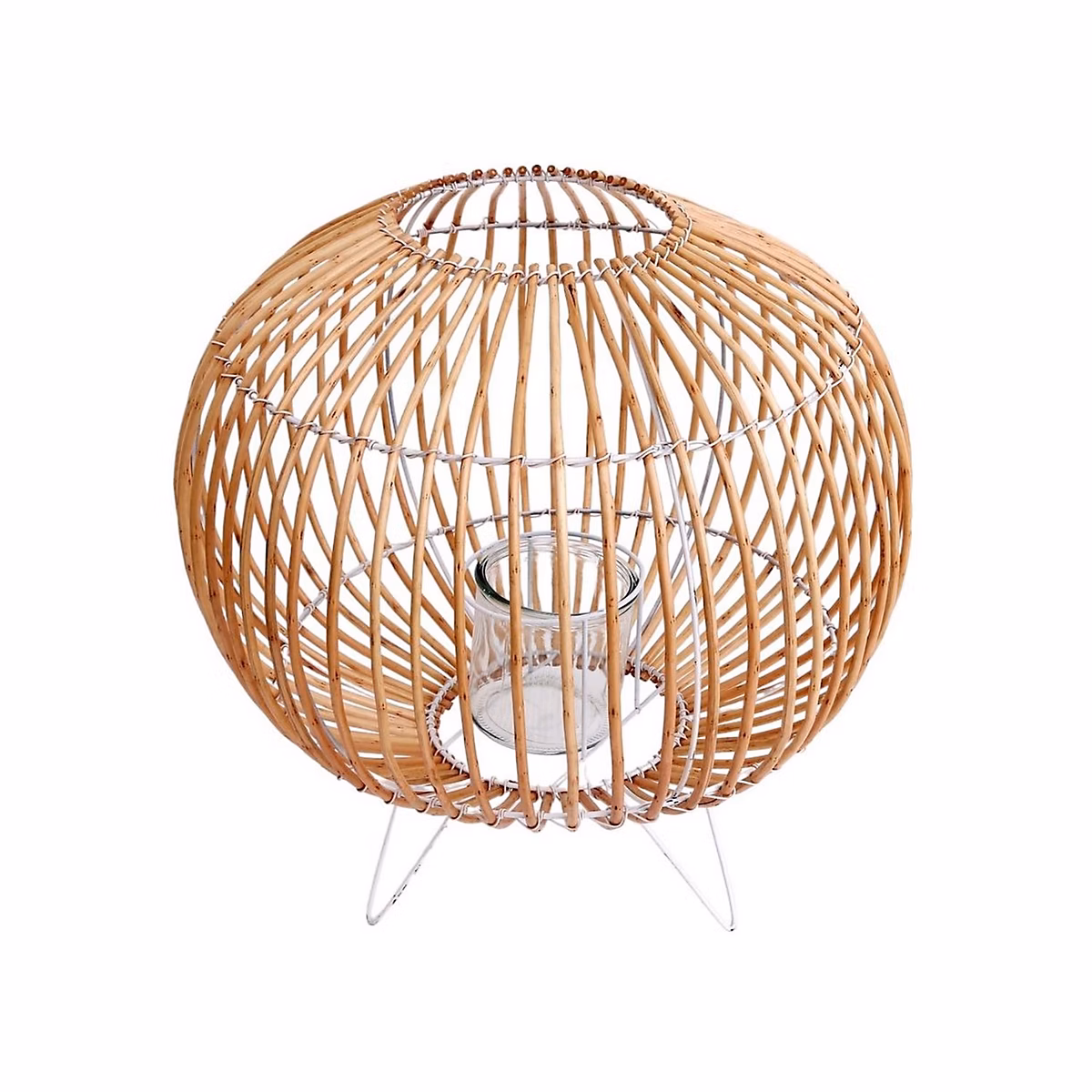 Bougeoir boule en rotin Marron – H. 43 cm, ALIX