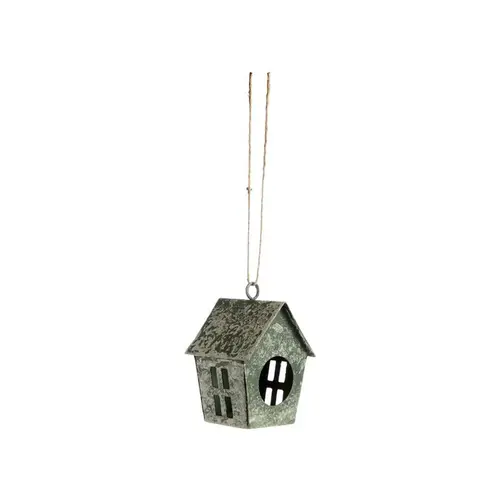 Décoration à suspendre petite maison en métal vert antique - 5 x 5 x 7 cm