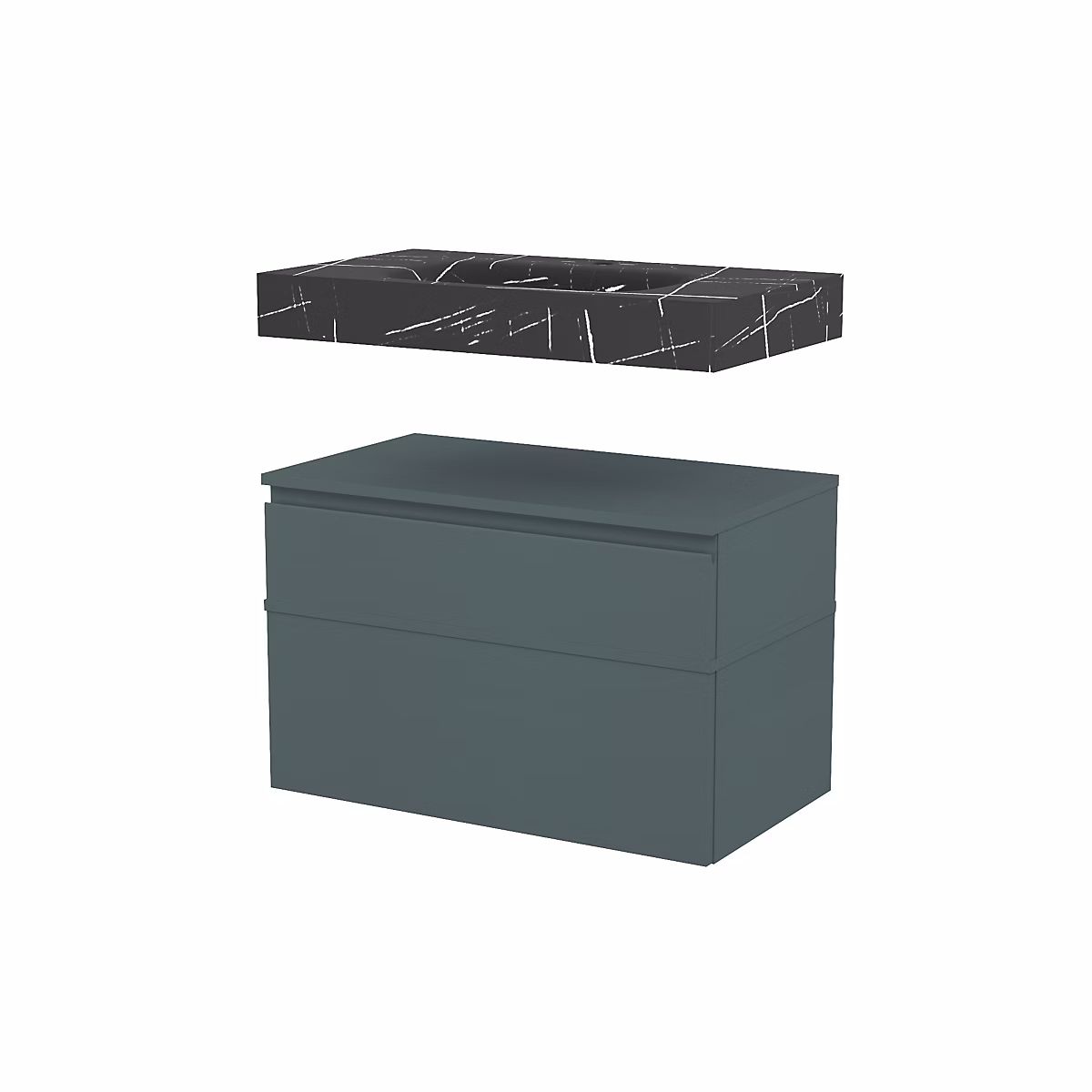 Meuble sous vasque vert forêt l.80 cm + plan vasque finition noir veiné l.80 cm Stonetec + plan de toilette vert forêt l.80 cm Kentia – Réf. NSOBOOAYC7946189972