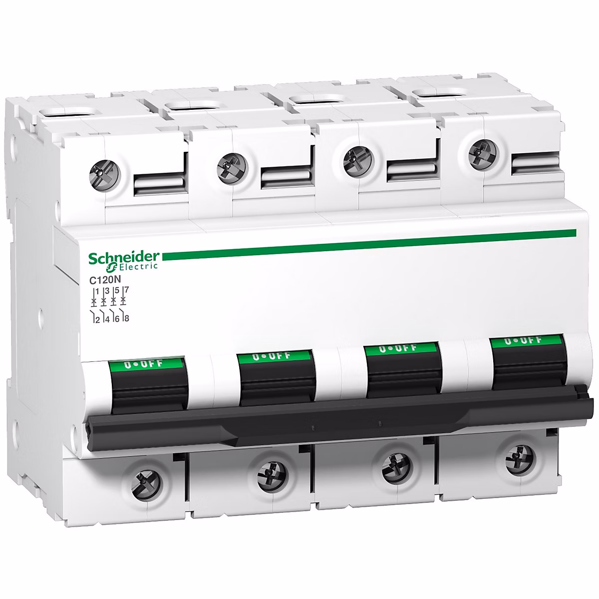A9n18355 Schneider C120n Disjoncteur Tétrapolaire Schneider 125 A – 4p, Courbe B, 10ka, à Vis