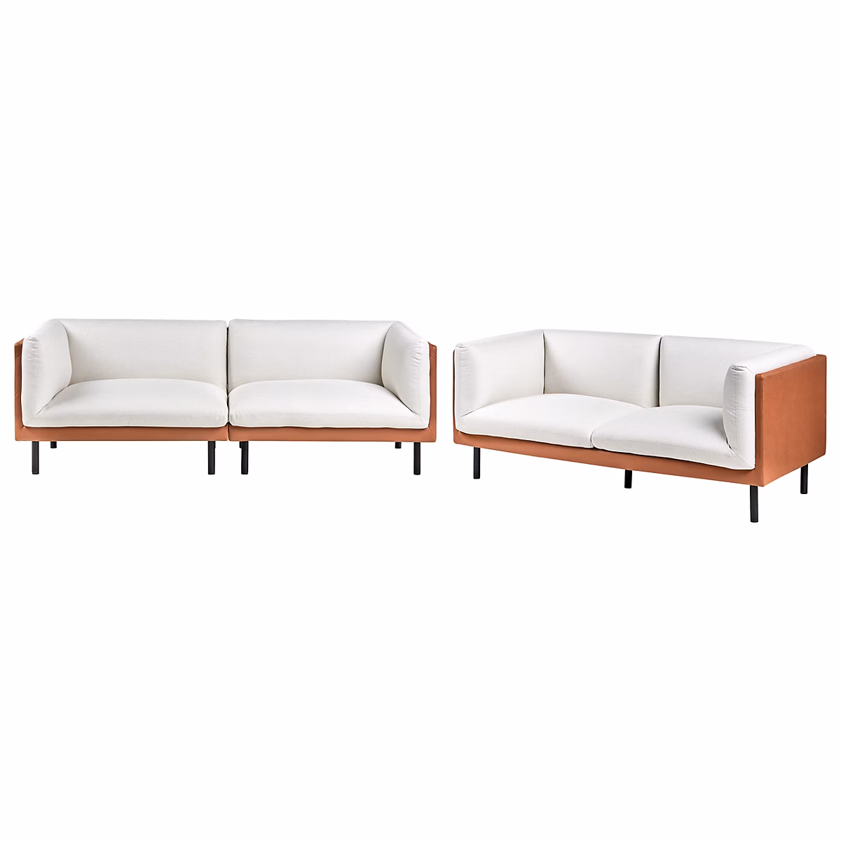 Canapé et fauteuil – Ensemble de salon 5 places VORGOD Tissu Blanc cassé