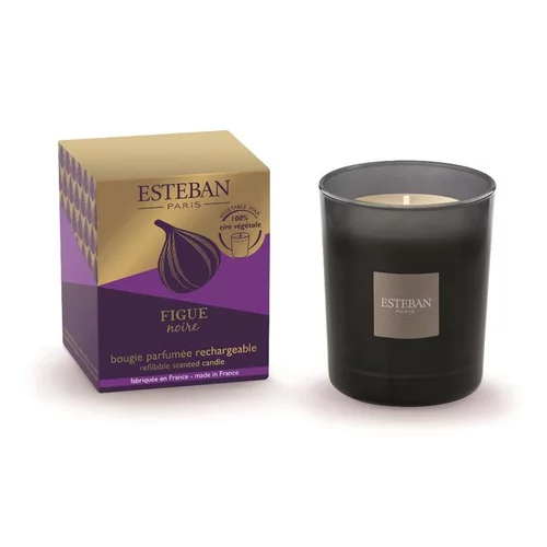 Bougie parfumée rechargeable Initiale Figue noire Esteban - 180 g