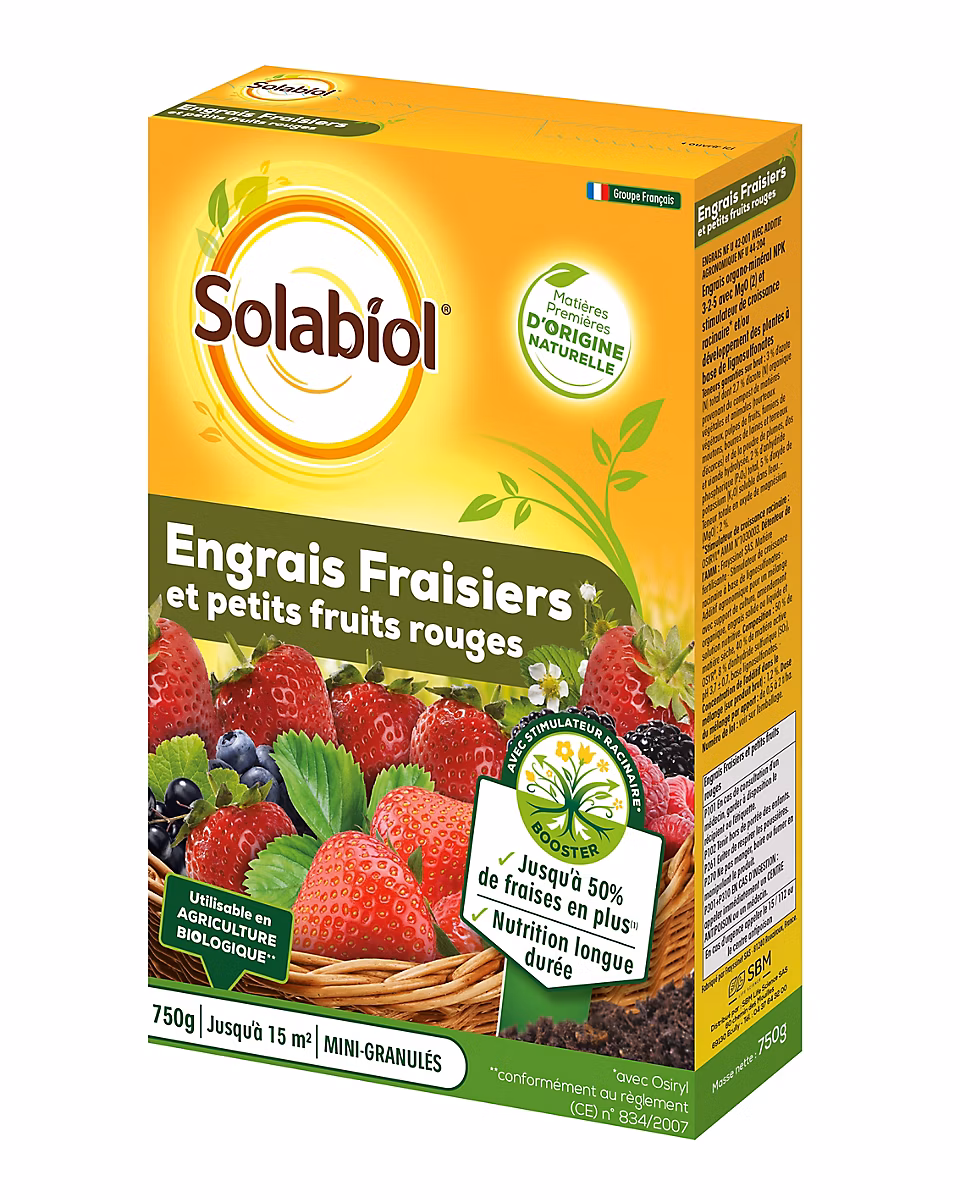 Engrais fraisiers Solabiol 750g prêt à l'emploi – Réf. IVDTGYATX0336937127