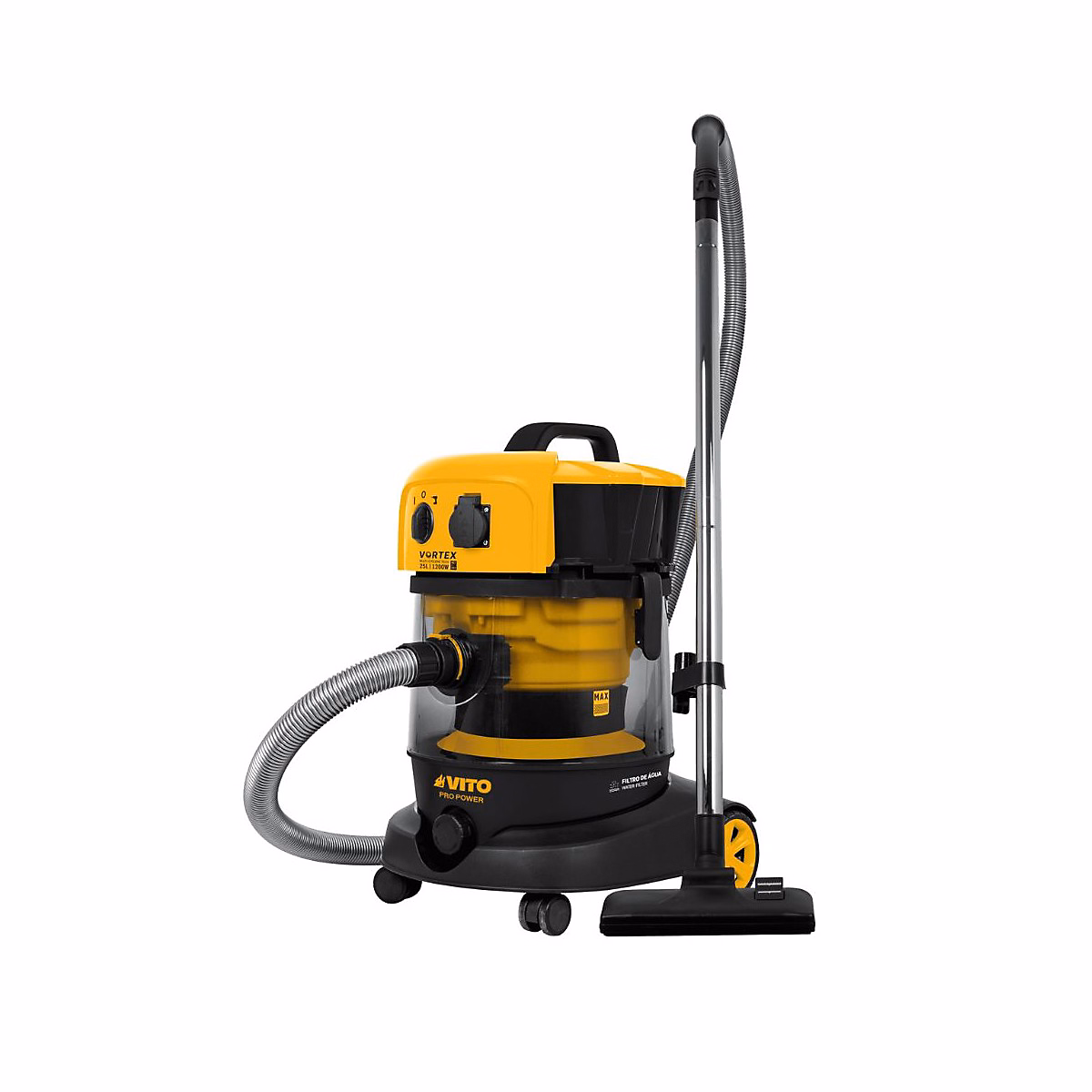 Aspirateur Plâtres Eau et Poussières 1200W Cuve 25L Professionnel Chantier Atelier VITO | Aspirateur
