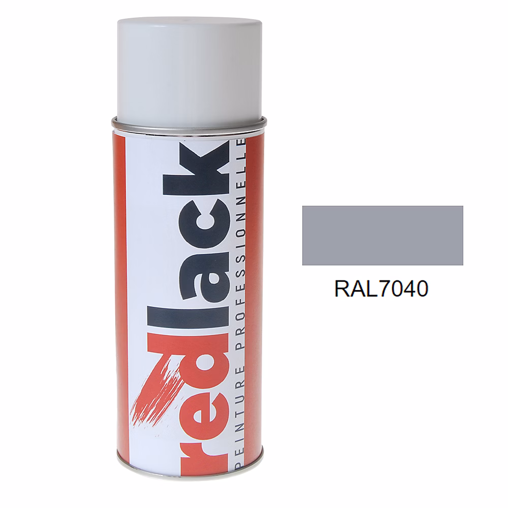 Bombe de peinture Aérosol – spray, 400ml, RAL 7040 Gris fenêtre, Satiné, multisupport, Redlack, RAL7040