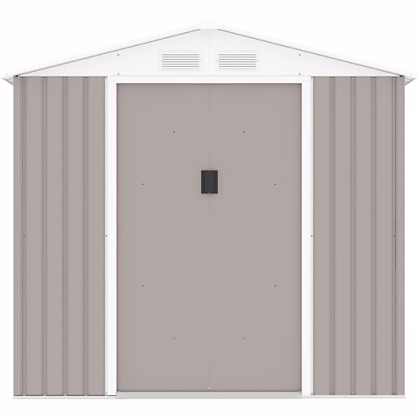 Abri de jardin en métal 4 | 07 m² – 213 × 191 × 195 cm – MARS – Kit d'ancrage inclus – 2 portes coulissantes – Taupe