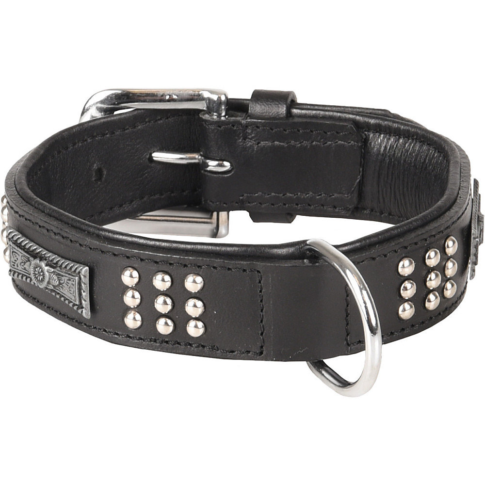 Collier Cuir SEDONA noir taille S/M 31 – 35 cm pour chien.