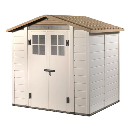 Abri de jardin en résine beige Foresta Evo - 230 x 262 x 220 cm