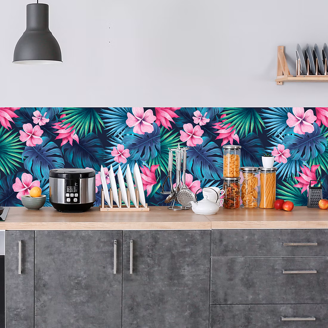 Crédence adhésive florale jungle 30 × 70 cm