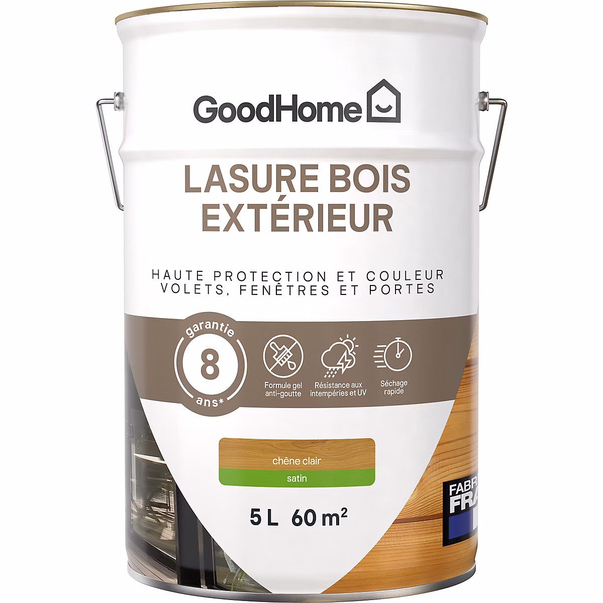 Peinture extérieure – Lasure bois extérieur GoodHome satin chêne clair 5L
