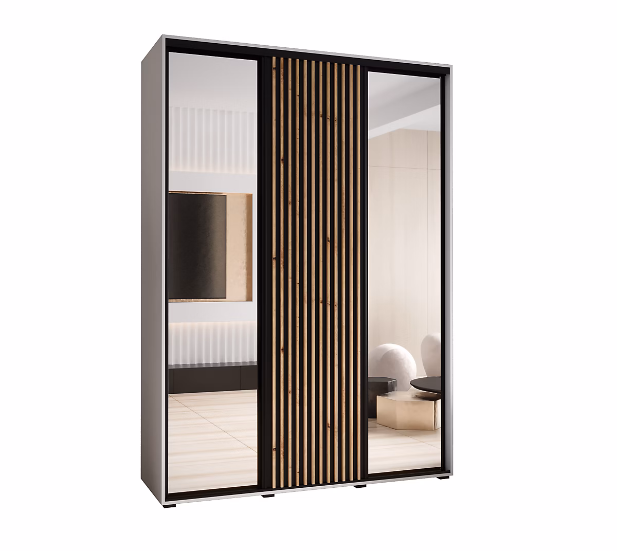 Armoire Sapporo 2 a portes coulissantes H. 205 – 2 x L. 170 x P. 60 3 portes