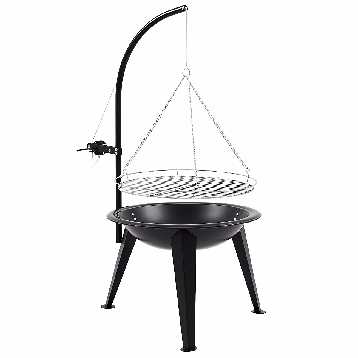 Barbecue Pivotant Noir 55cm au Charbon de Bois avec Grille et Manivelle | Barbecue