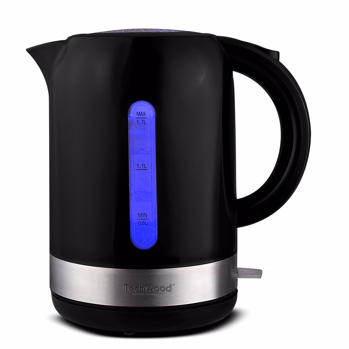 Bouilloire 2200 W – 1.7 L, Noire Techwood TB, 1776, Socle 360 degrés avec connexion électrique