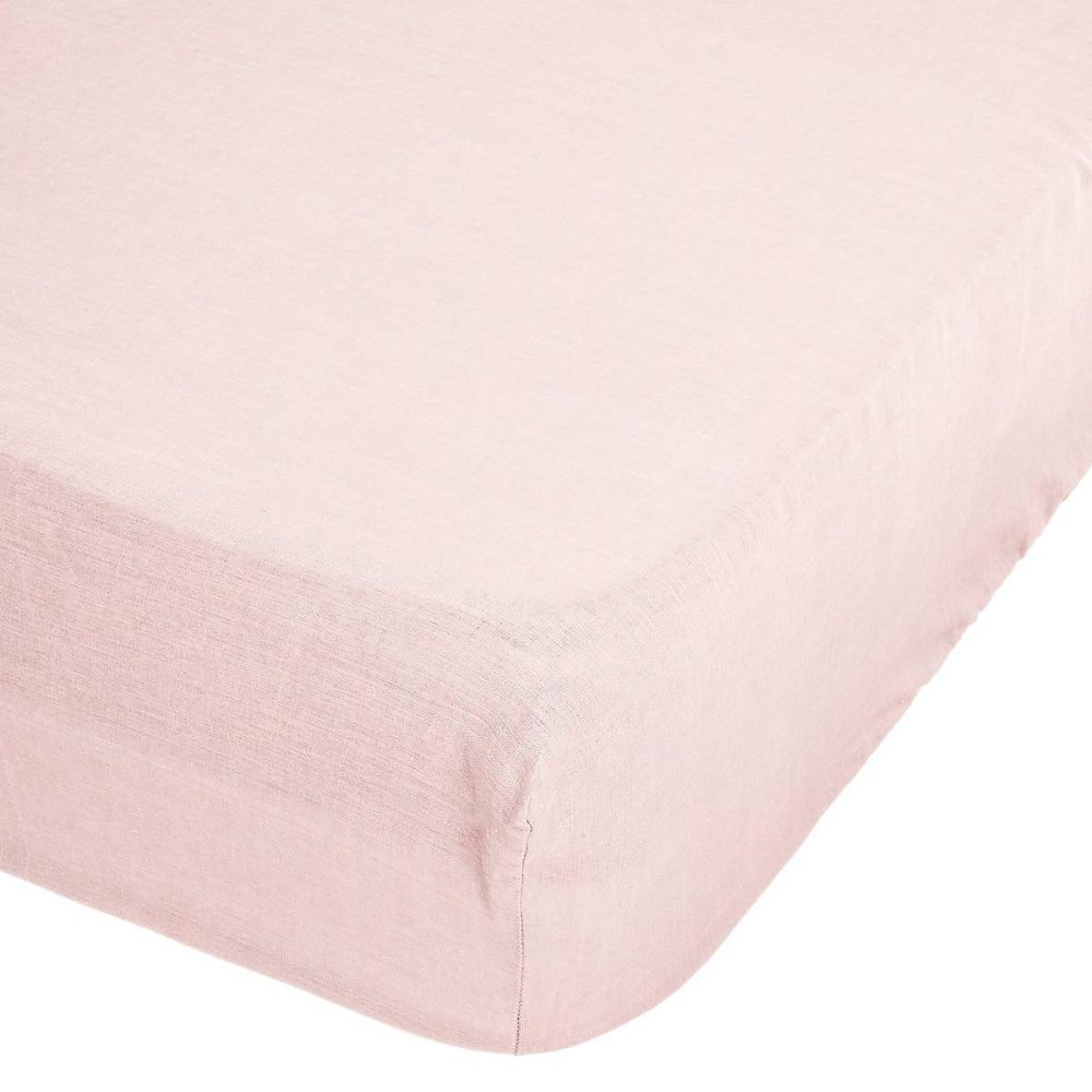 Drap – housse Linah | rose | lin lavé 140 × 190 cm | Atmosphera