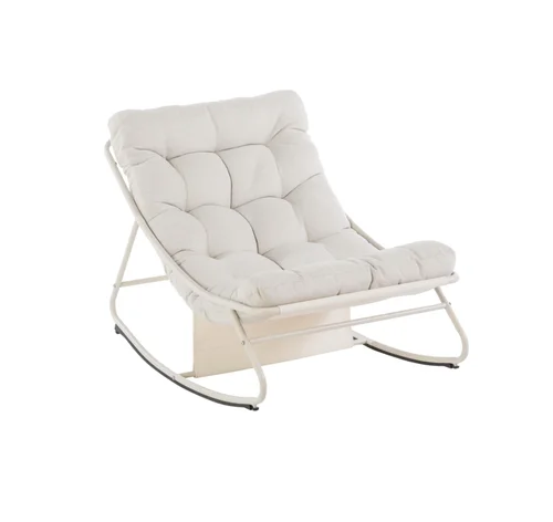 Fauteuil à bascule Lilas coloris beige en acier - 78 x 107 cm