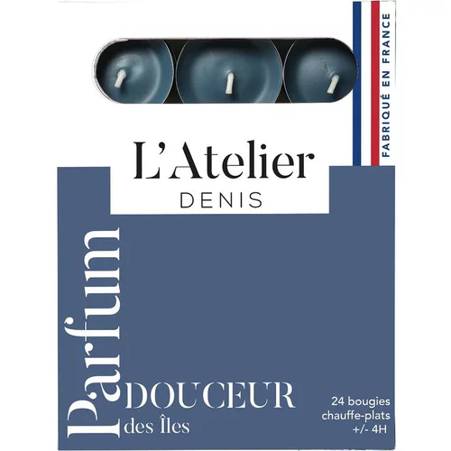 Bougies chauffe-plats bleu parfum douceur des î L’Atelier de Denis - L’étui de 24