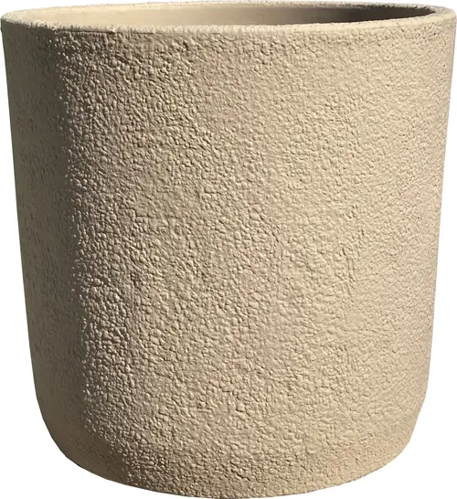 Pot cylindrique en polyéthylène coloris sable Chapelu Stone - Ø 35 x H 37 cm