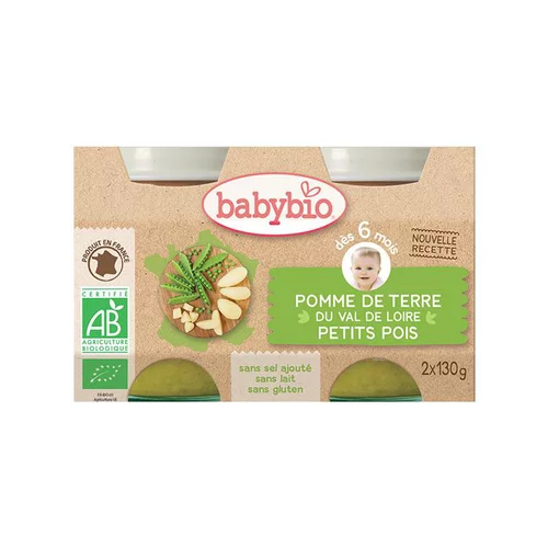 Petits pots de pomme de terre et petits pois Babybio 2 x 130 g