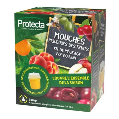 Kit piège polyvalent contre la moucheuse piqueuse des vergers + 3 sachets de phosphate diammonique.